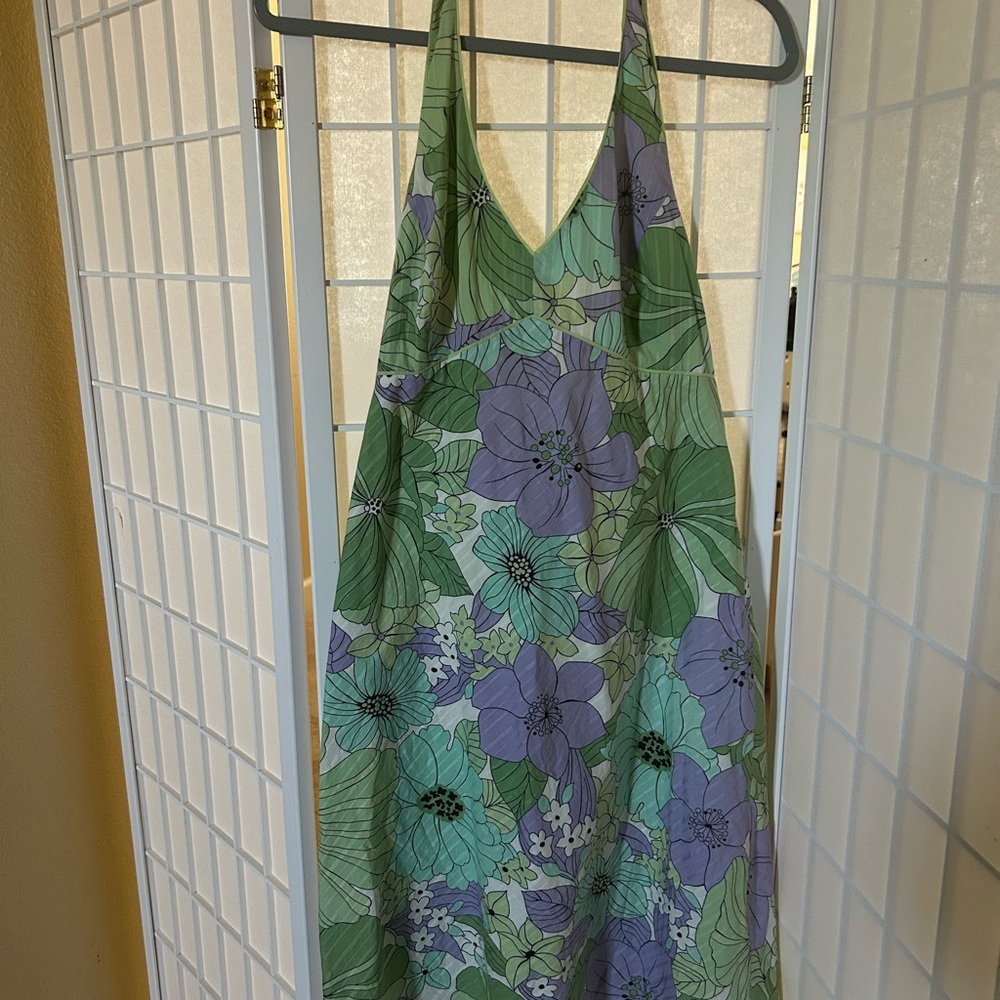 LOFT Green Floral Dress